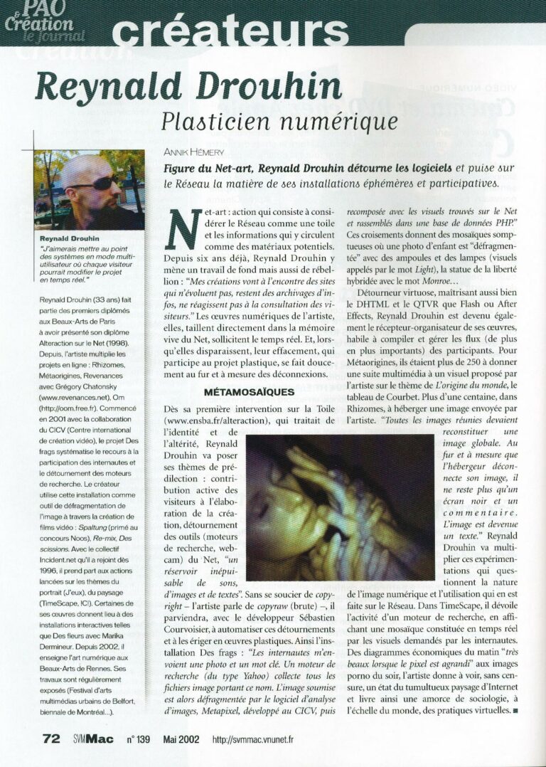 Reynald Drouhin – Plasticien numérique : SVM Mac 139