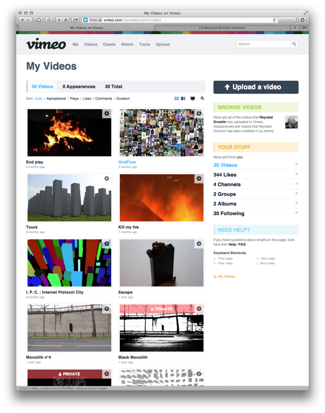 Interface Vimeo