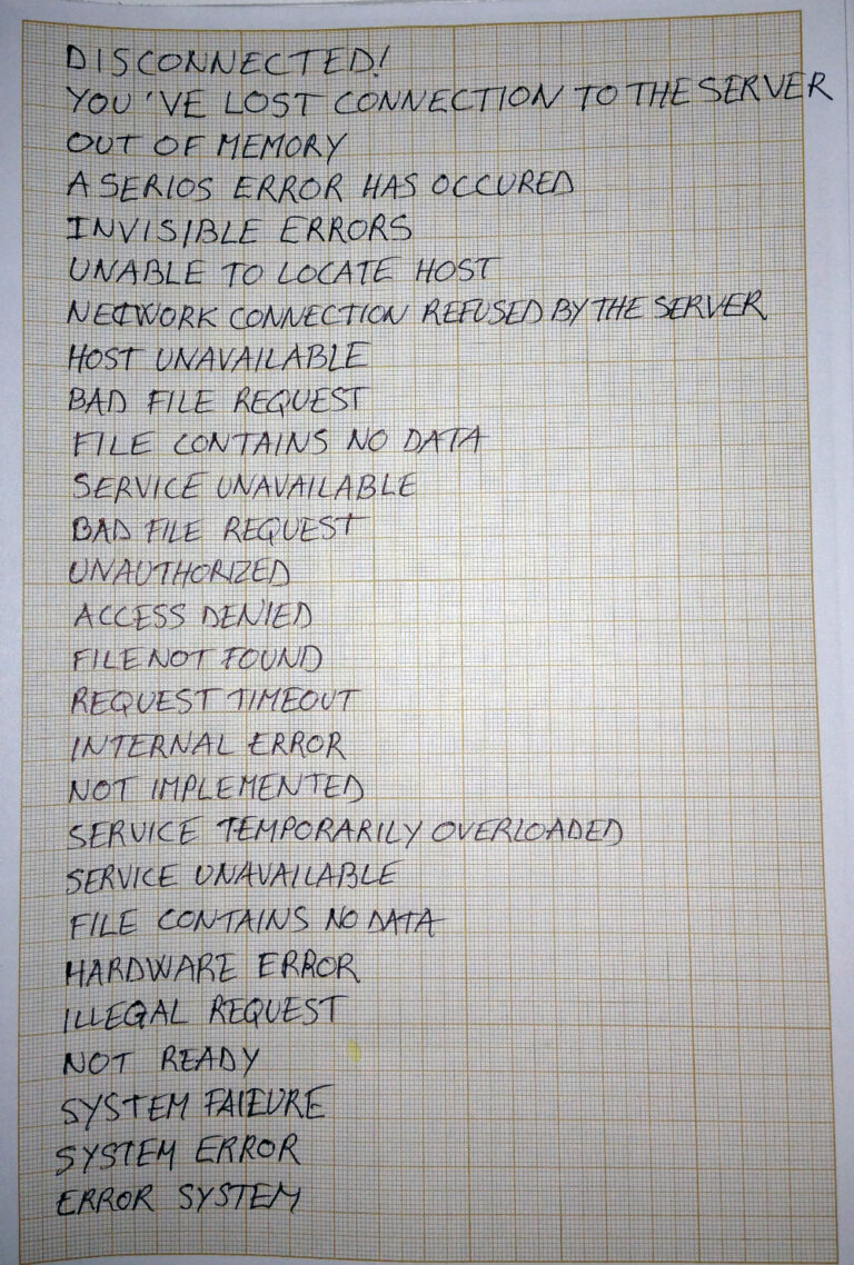 Liste d’erreurs